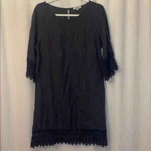 Elegant Black Lace Trim Dress